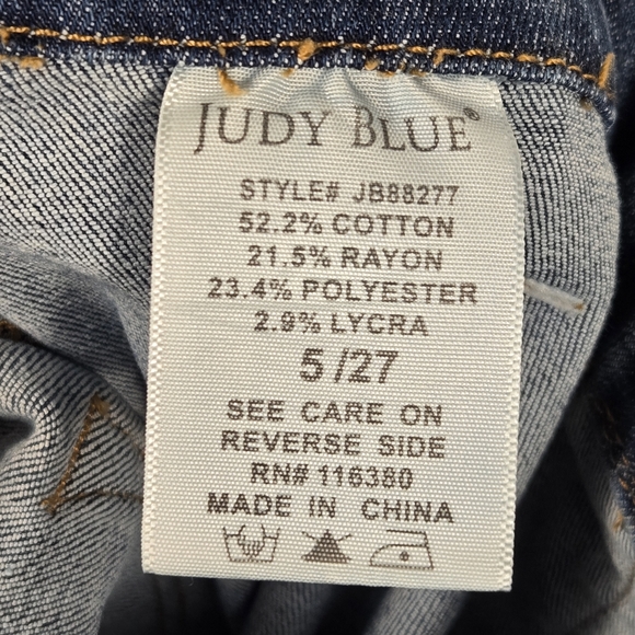 Judy Blue Flare Leg Pull On Elastic Waist Denim Stretch Jeans Size 5/27 - Picture 10 of 12